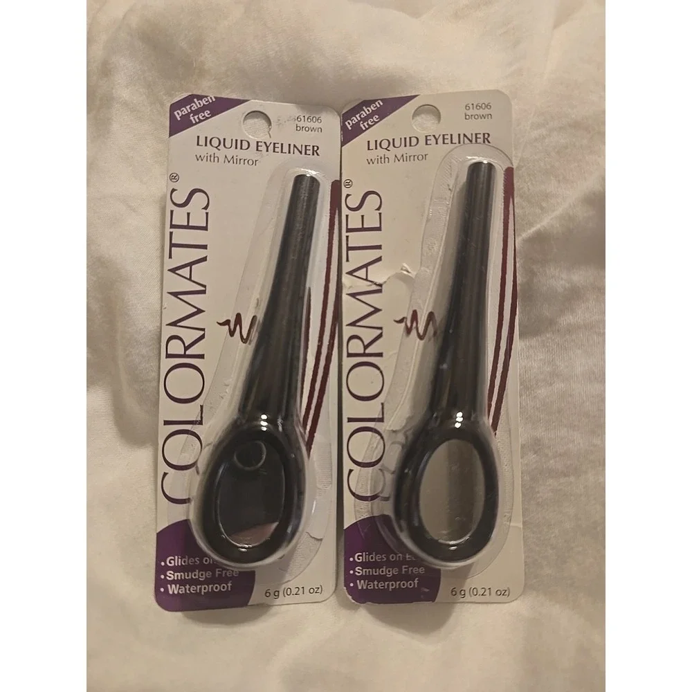COLORMATES Liquid Eyeliner W/ Mirror #61606 Brown*Waterproof *set‎ Of 2